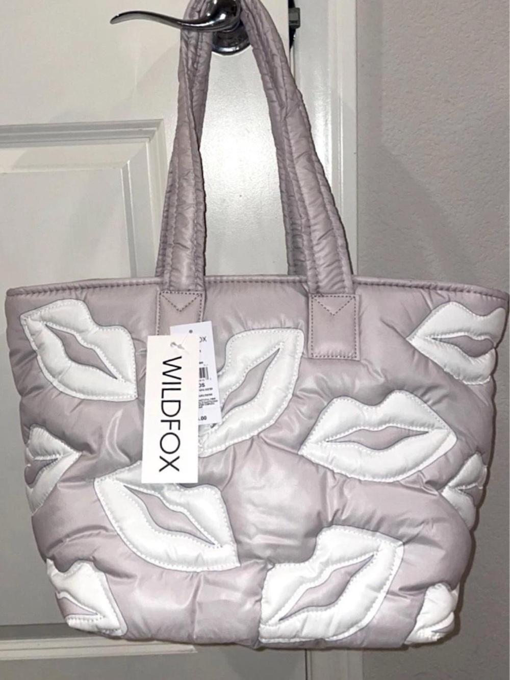 NWT Wildfox Shiny Quilted Puffer Lip Tote